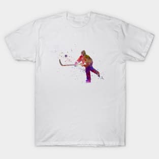 Man hockey player in watercolor T-Shirt
